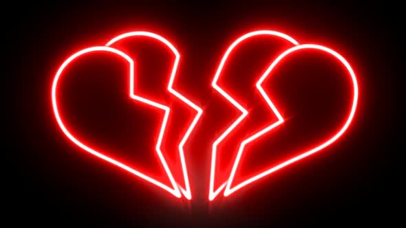 Glowing Neon Breaking Heart