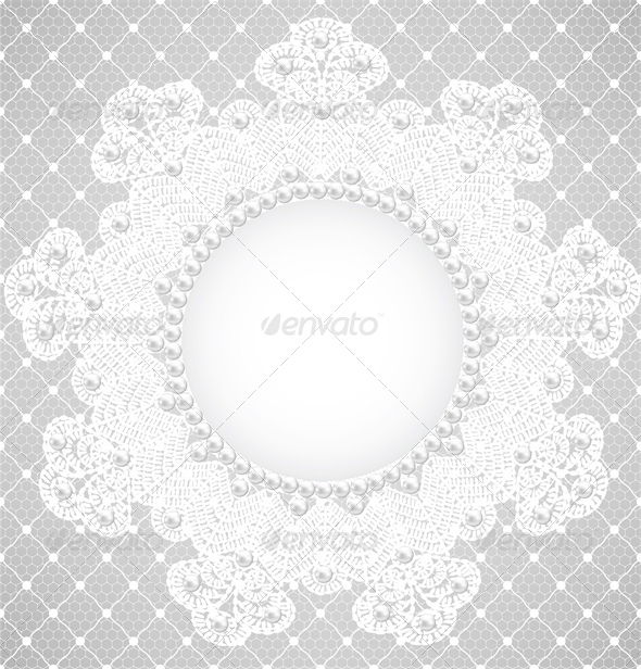 Pearl Frame and Lace Background - Backgrounds Decorative