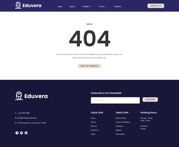 Eduvera - Online Education Course & Class Elementor Template Kit