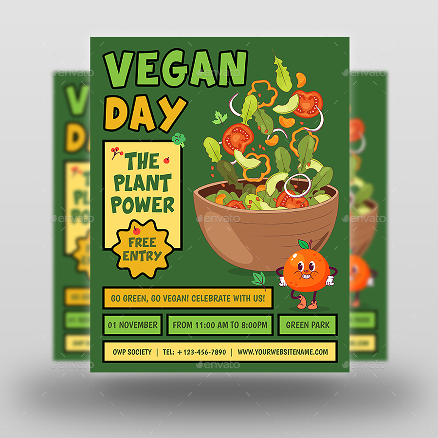 Vegan Day Flyer Template, Print Templates | GraphicRiver