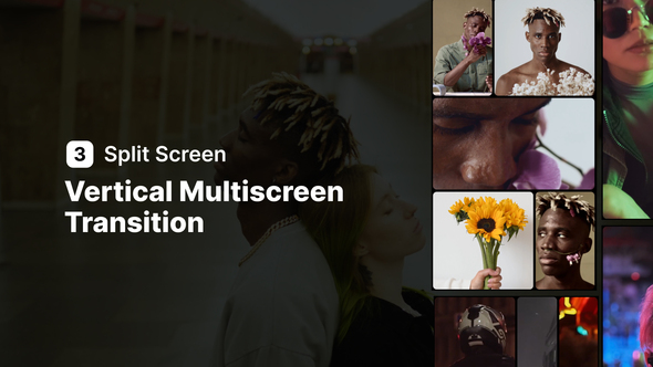 Vertical Multiscreen Transition - 3 Split Screen Elements template preview