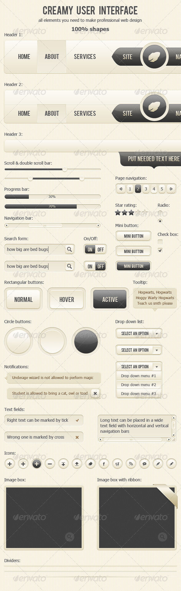 Creamy User Interface (Web UI Kit) - User Interfaces Web Elements