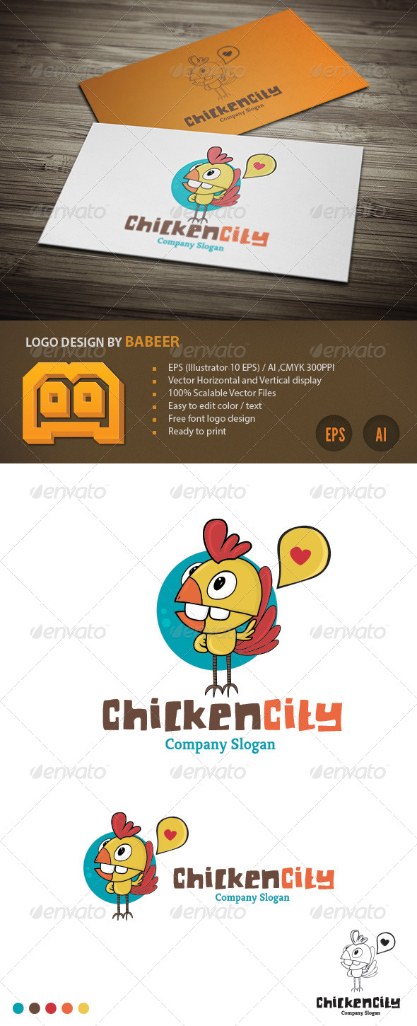 Chicken City Logo - Vector Abstract