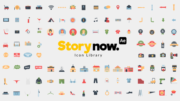 Story Now | 1400 Icons Library Elements template preview