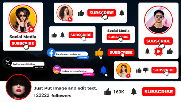 Subscribe Social Media Premiere Pro template preview
