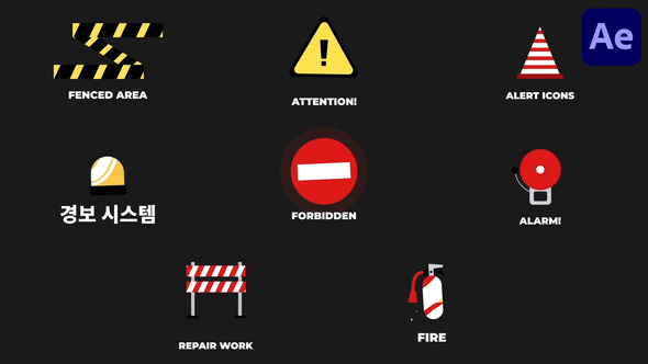 Attention Alert Icons And Titles for After Effects Titles template preview