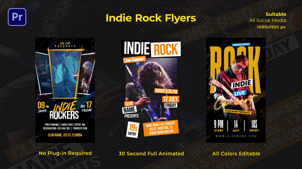 Indie Rock Flyers Premiere Pro template preview