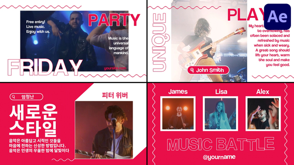 Modern Music Slides for After Effects Openers template preview