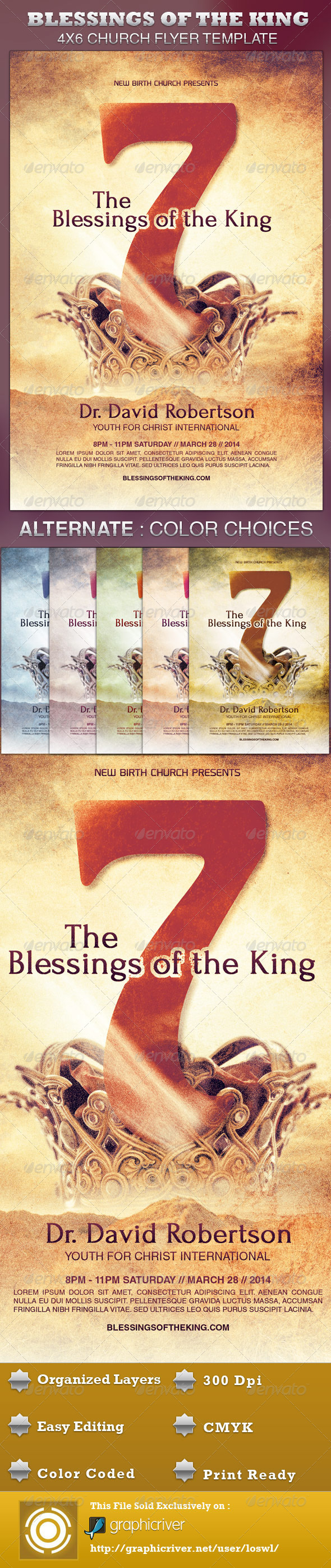 Seven Blessings of the King Church Flyer Template - Church Flyers