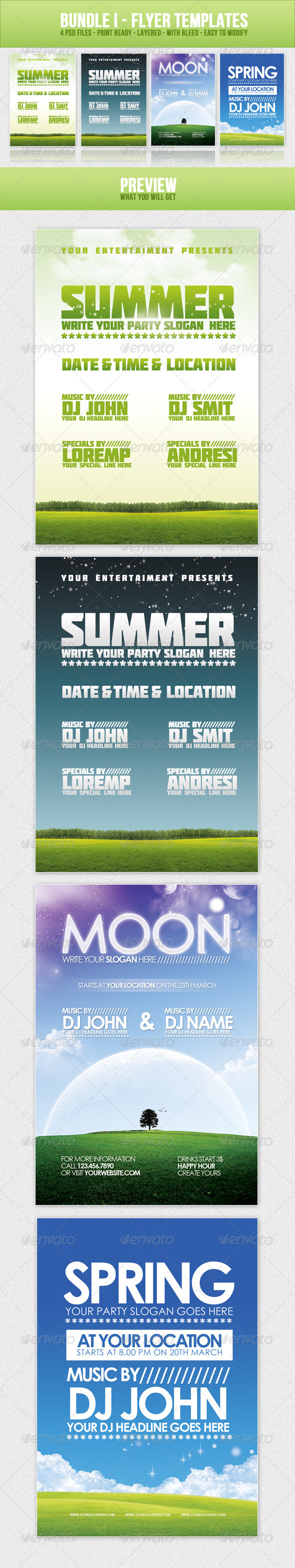 Bundle I. - Flyer Template - Clubs & Parties Events