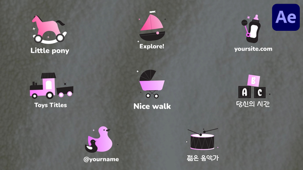 Kids And Toys Icons And Titles for After Effects Titles template preview