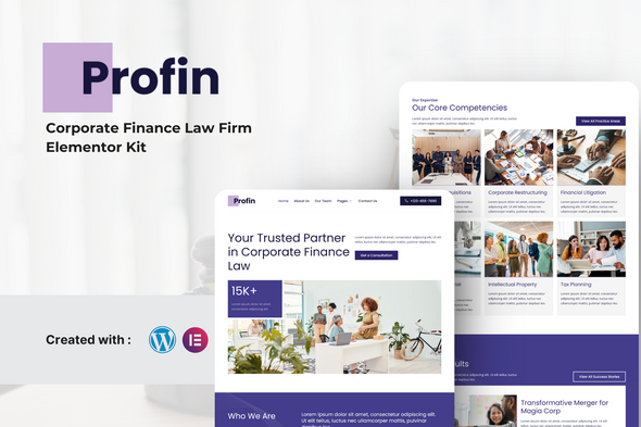 Profin -  Finance Law Firm Elementor Template Kit