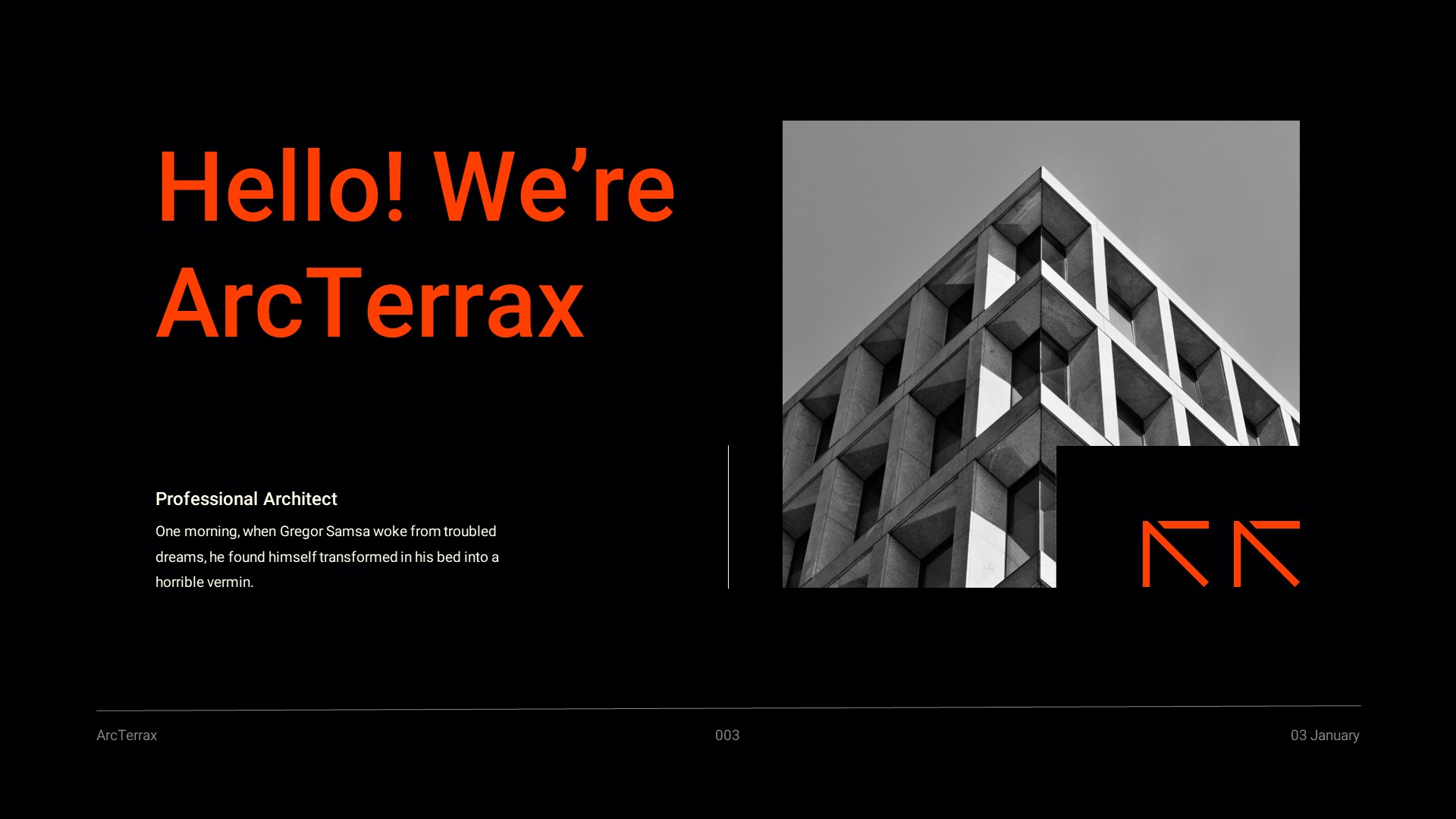 Black Orange Minimalist Architect Project Management Presentation ...