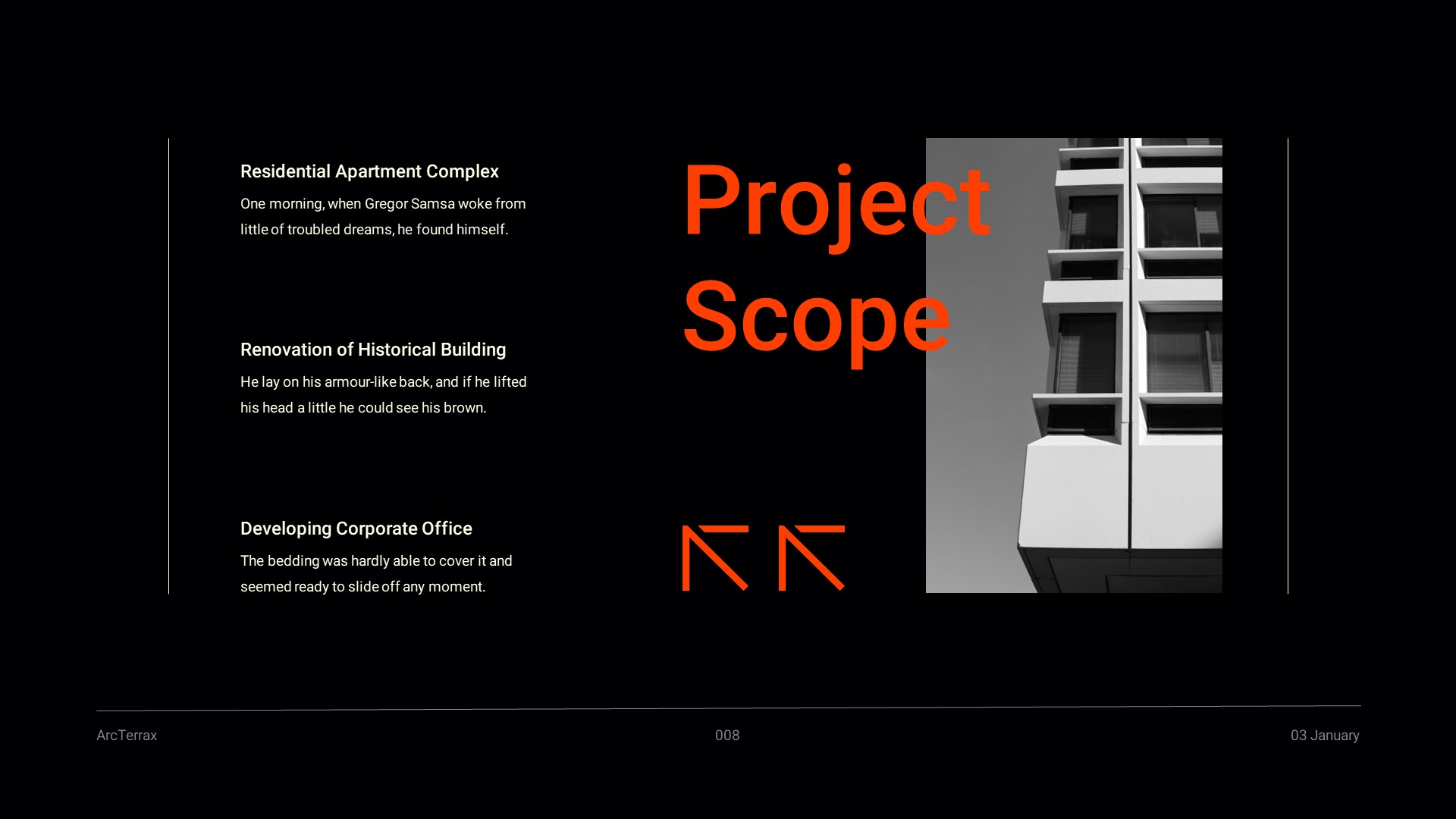 Black Orange Minimalist Architect Project Management Presentation ...