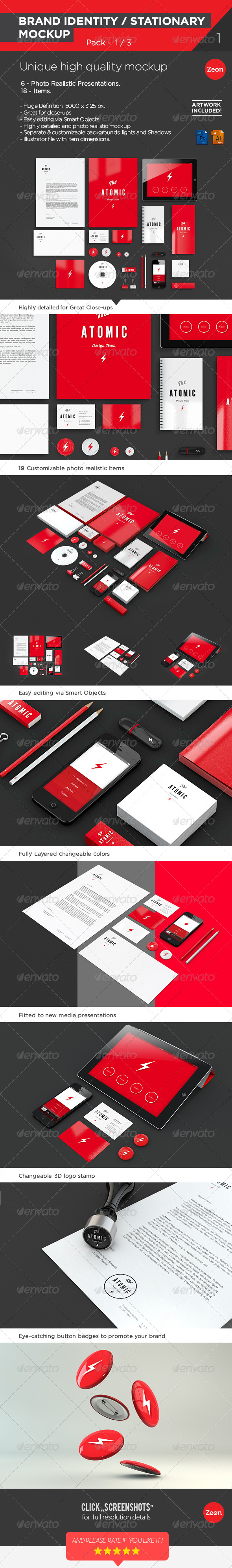 Brand Identity | Stationary Mockup - Pack:1/2 - Print Product Mock-Ups