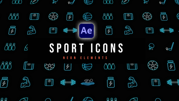 Sport Neon Icons Elements template preview
