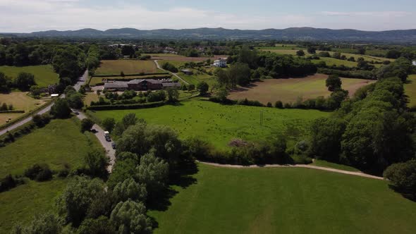Malvern Hills From Upton-Upon-Severn Worcestershire UK Aerial Landscape Green Countryside England alt