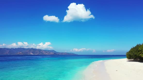 Aerial top view abstract of relaxing sea view beach lifestyle by blue sea with white sand background alt