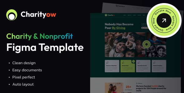 Charityow - Charity Nonprofit & Donation Figma Template