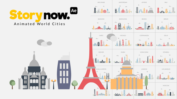 Story Now | Animated World Cities Elements template preview