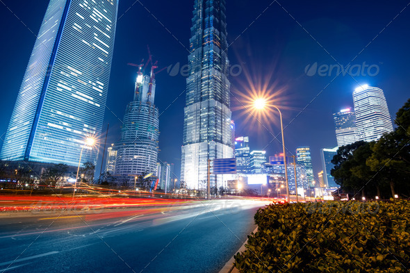 Fast moving cars at night - Stock Photo - Images