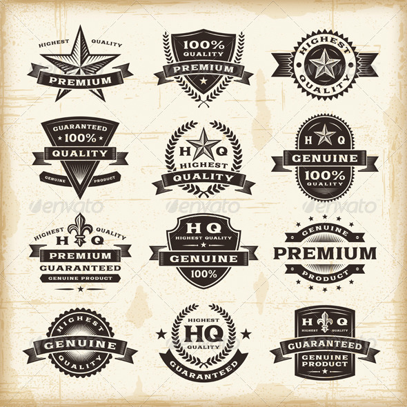 Vintage Premium Quality Labels Set - Decorative Symbols Decorative