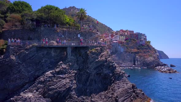Aerial travel view of Manarola, Cinque Terre, Italy. alt