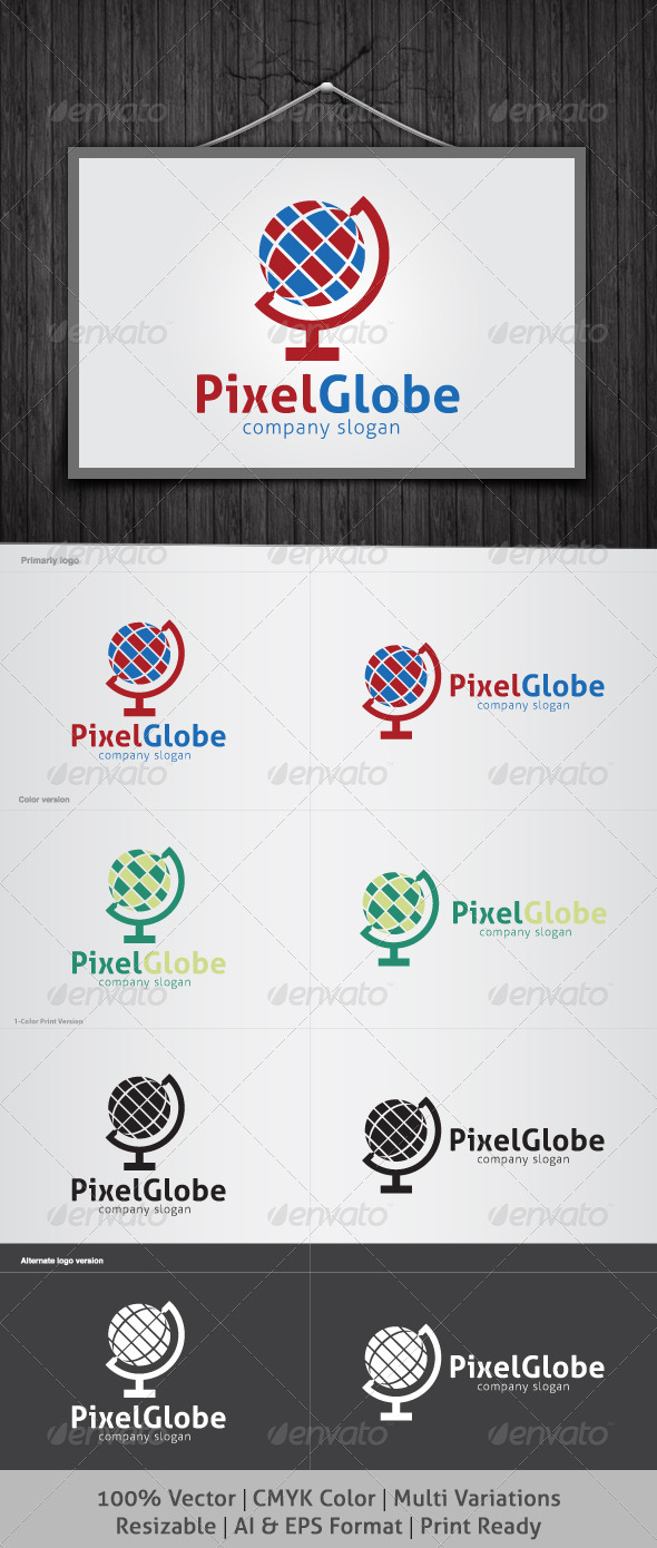 Pixel Globe Logo - Objects Logo Templates