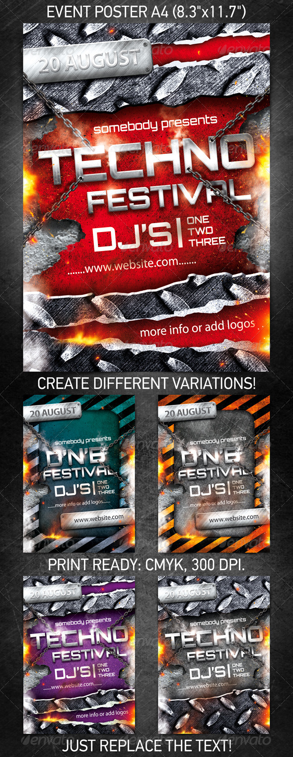 Techno Festival Event Poster - Clubs & Parties Events