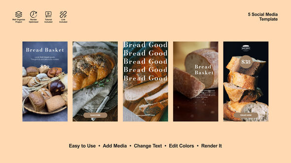 Bread Food Stories Product Promo template preview