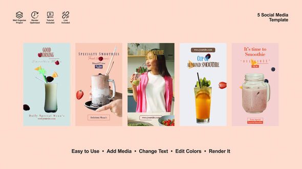 Smoothie Instagram Stories Product Promo template preview