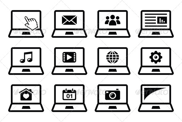 Laptop Icons Set - Computers Technology