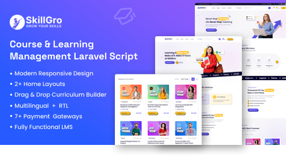 SkillGro  Course & Learning Management System Laravel Script (LMS)