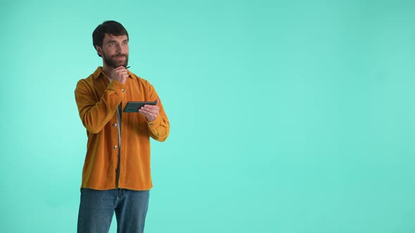 Creative Man Drawing with Stylus on Cellphone alt