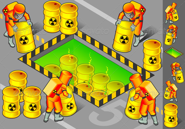 Isometric Nuclear Area with Mans at Work - Conceptual Vectors