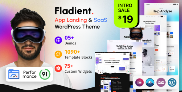 Fladient – App Landing & SaaS WordPress Theme