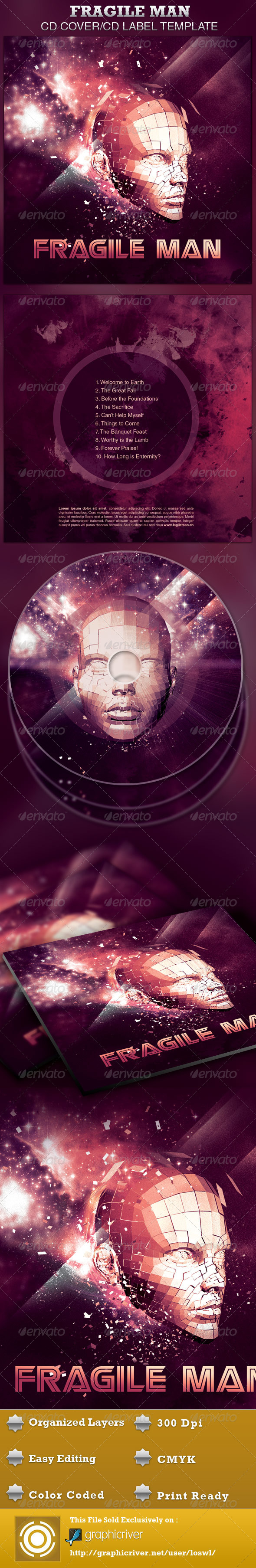Fragile Man CD Artwork Template - CD & DVD Artwork Print Templates