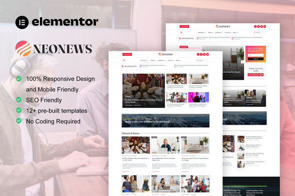 NeoNews - News & Magazine Elementor Template Kit