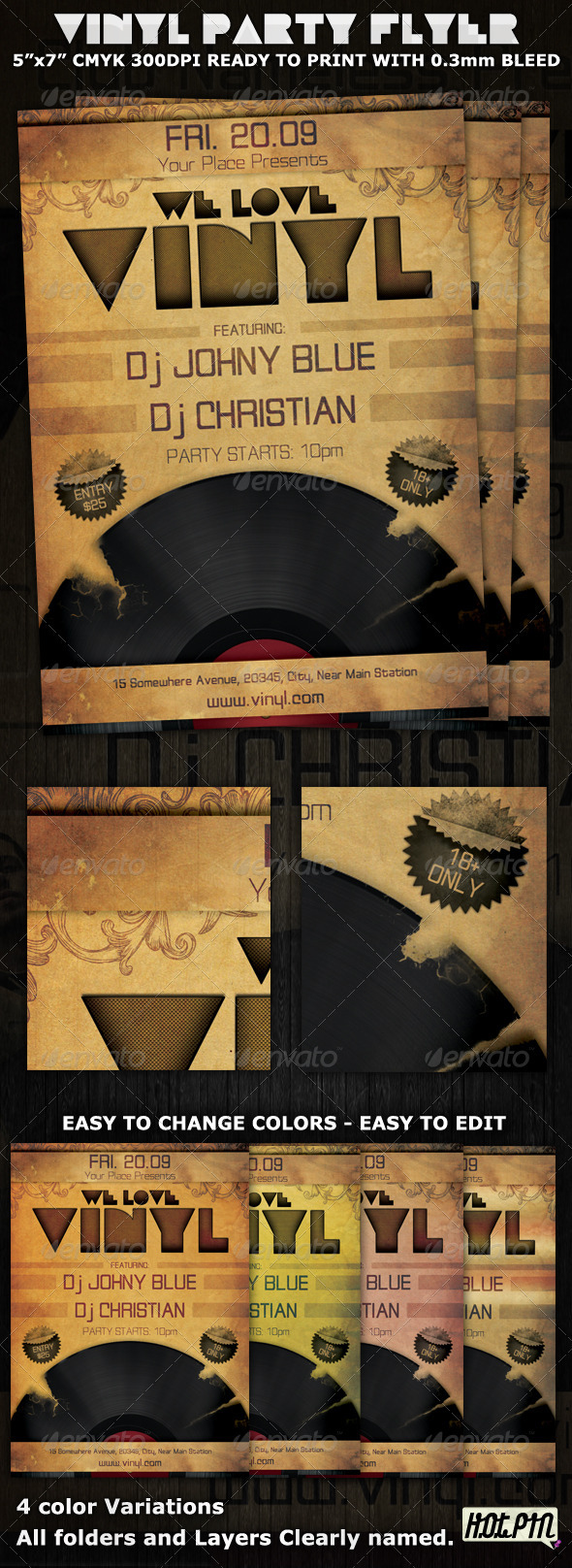 Love Vinyl Party-Club Flyer Template - Clubs & Parties Events