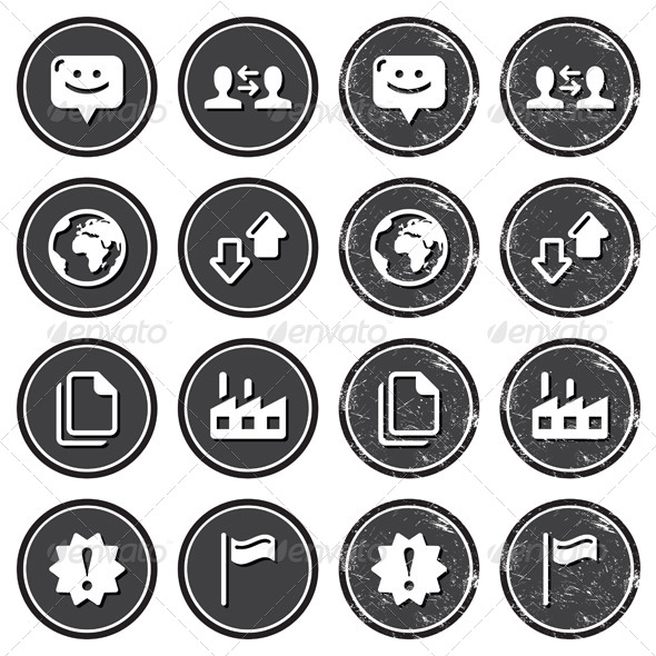 Web Navigation Icons on Retro Labels Set - Retro Technology
