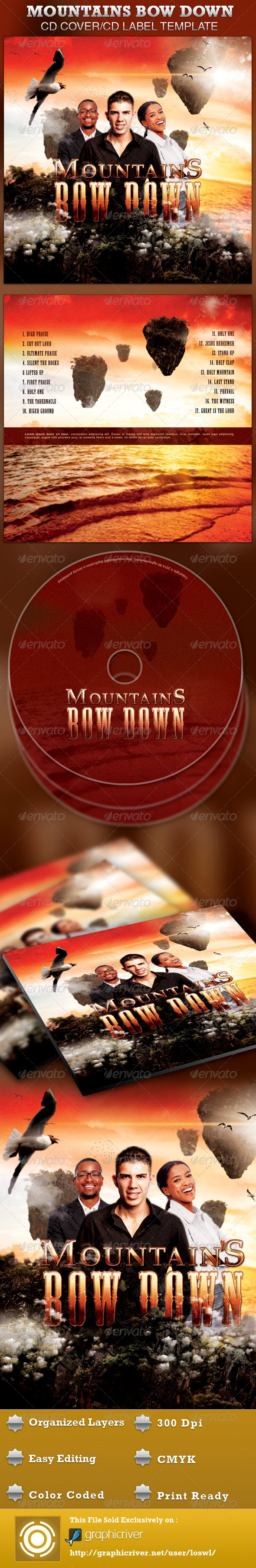 Mountains Bow Down CD Artwork Template - CD & DVD Artwork Print Templates