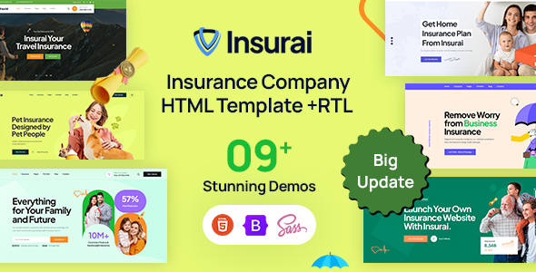 Insurai - Insurance Company HTML Template + RTL