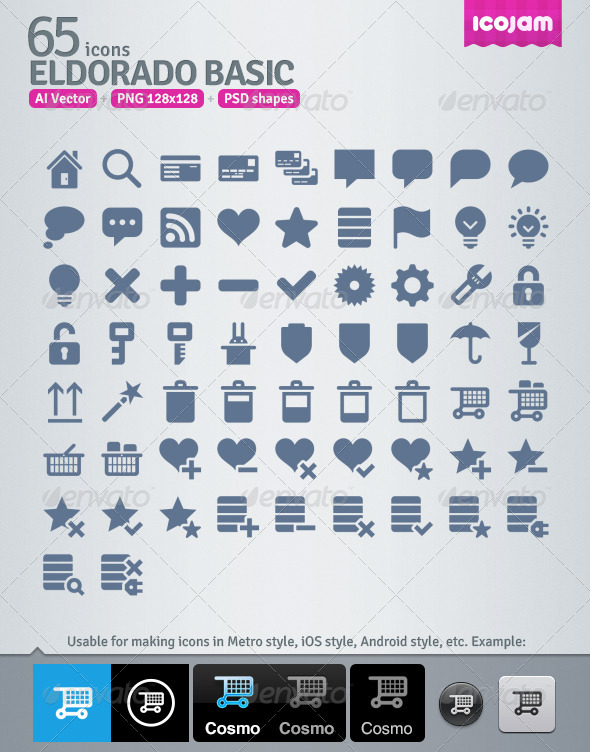 65 AI and PSD Basic strict Icons - Media Icons