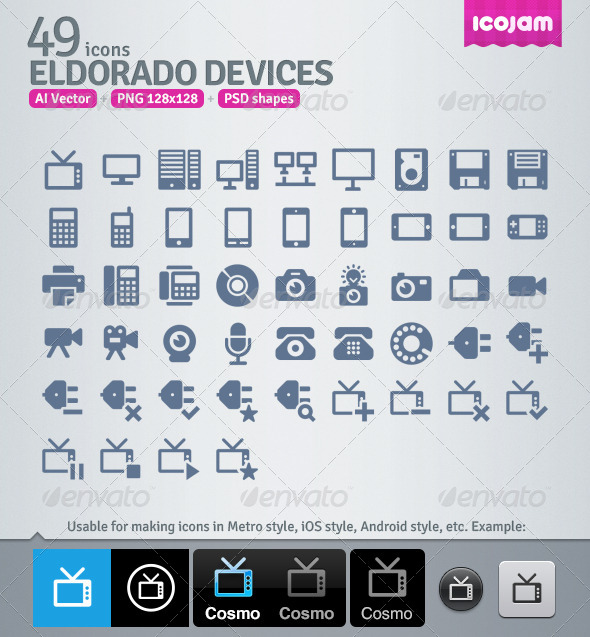 49 AI and PSD Devices strict Icons - Media Icons