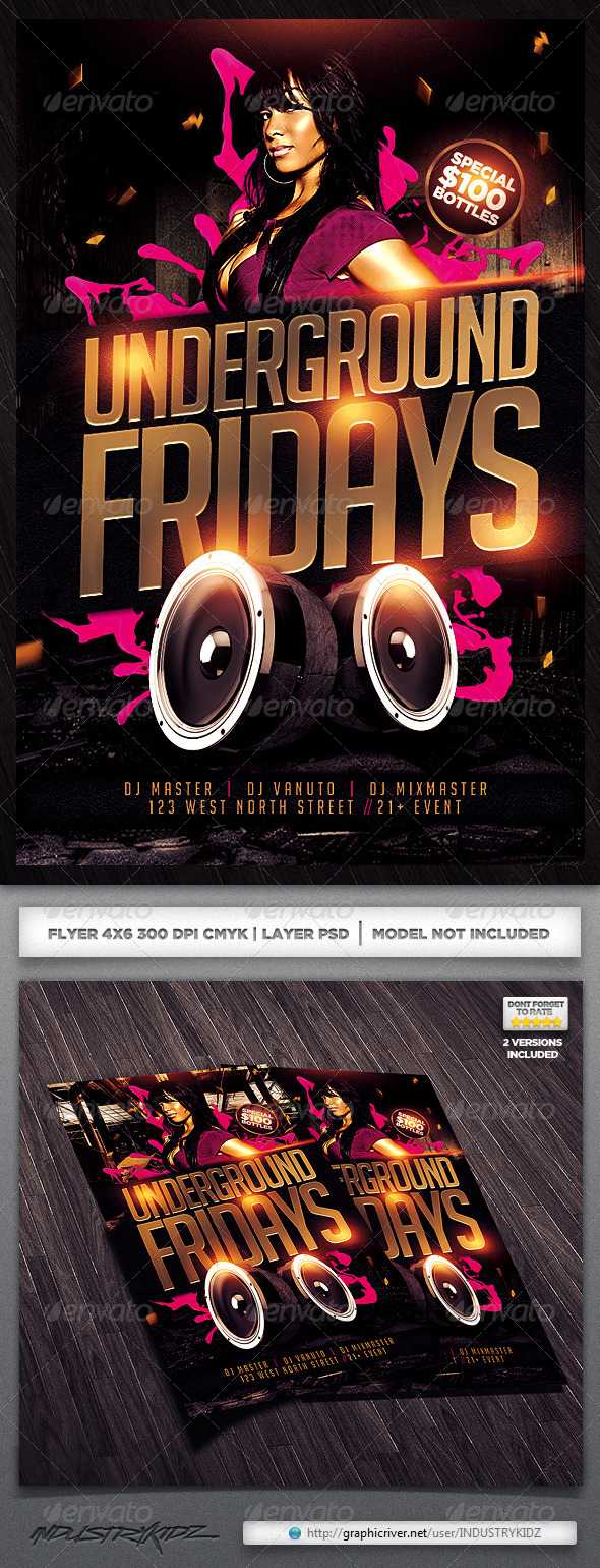 Underground Fridays Flyer - Clubs & Parties Events