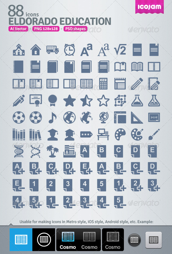 88 AI and PSD Education strict Icons - Media Icons
