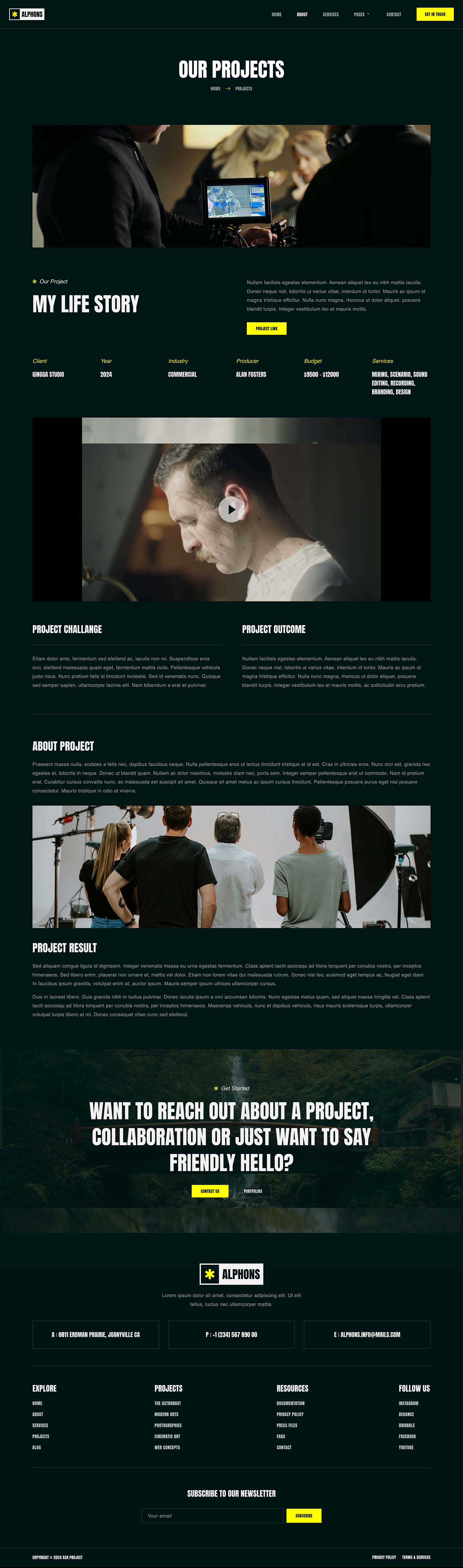 Alphons - Film Maker & Movie Studio Elementor Template Kit by askproject