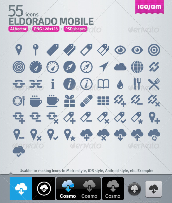 55 AI and PSD Mobile strict Icons - Technology Icons