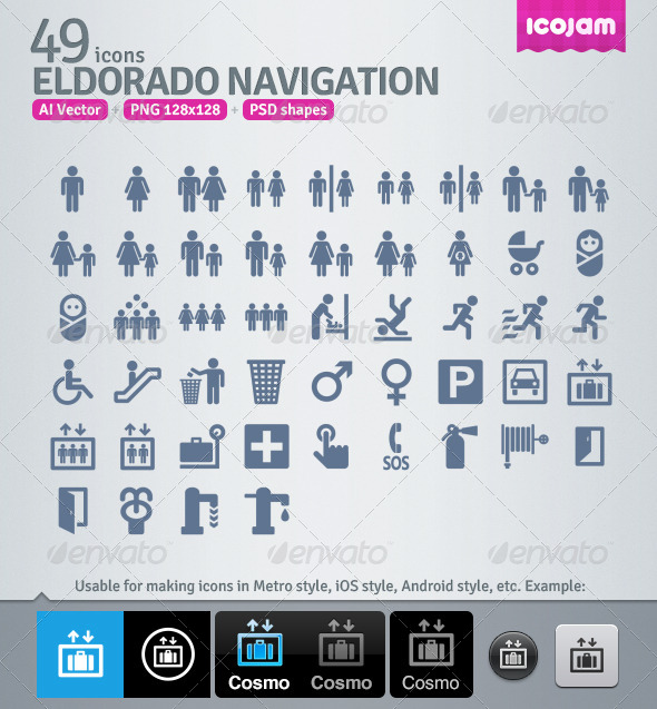 49 AI and PSD Navigation strict Icons - People Characters
