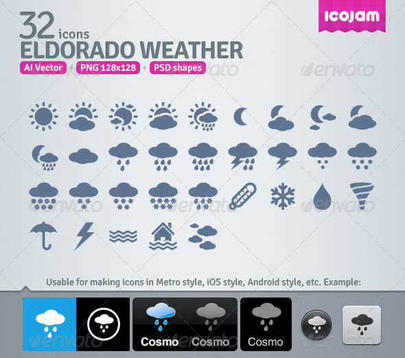32 AI and PSD Weather strict Icons - Media Icons